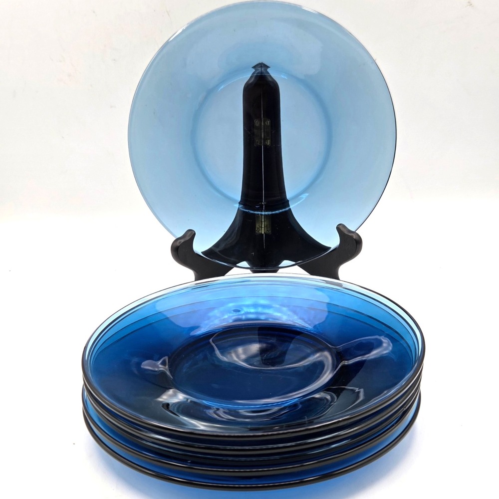 Anchor Hocking Cobalt Blue Glass 8" Salad Dessert Luncheon Plates Set Of 6